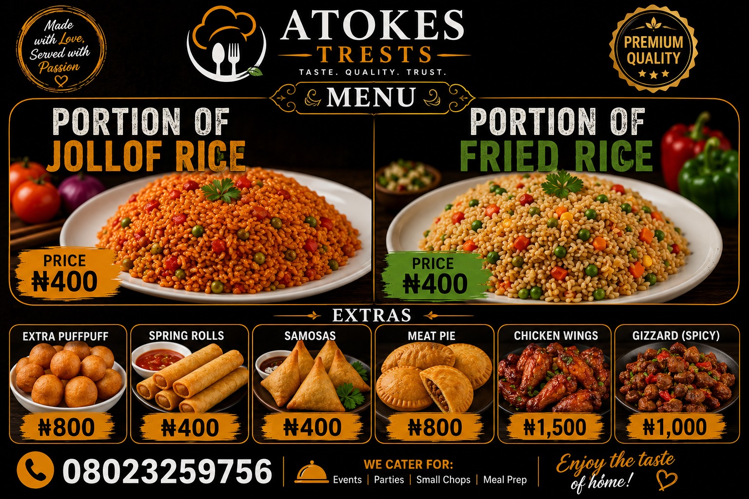 Jollof rice and fried rice combo and extras
