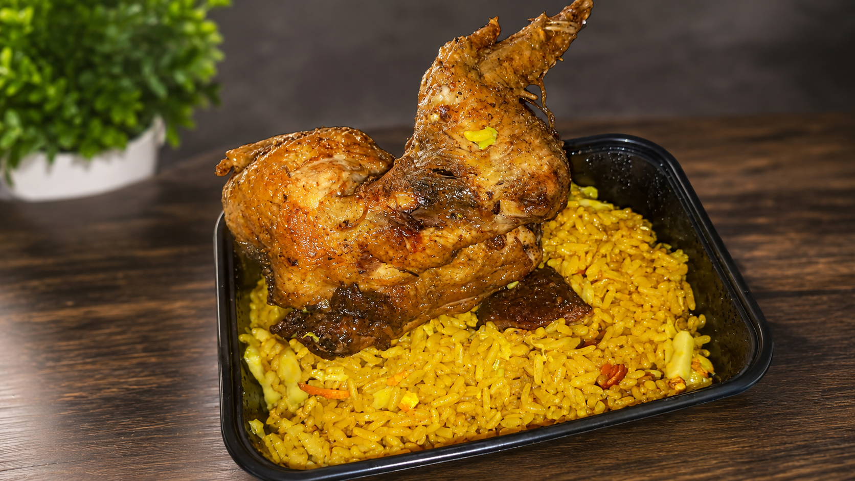 Fresh fried rice and chicken